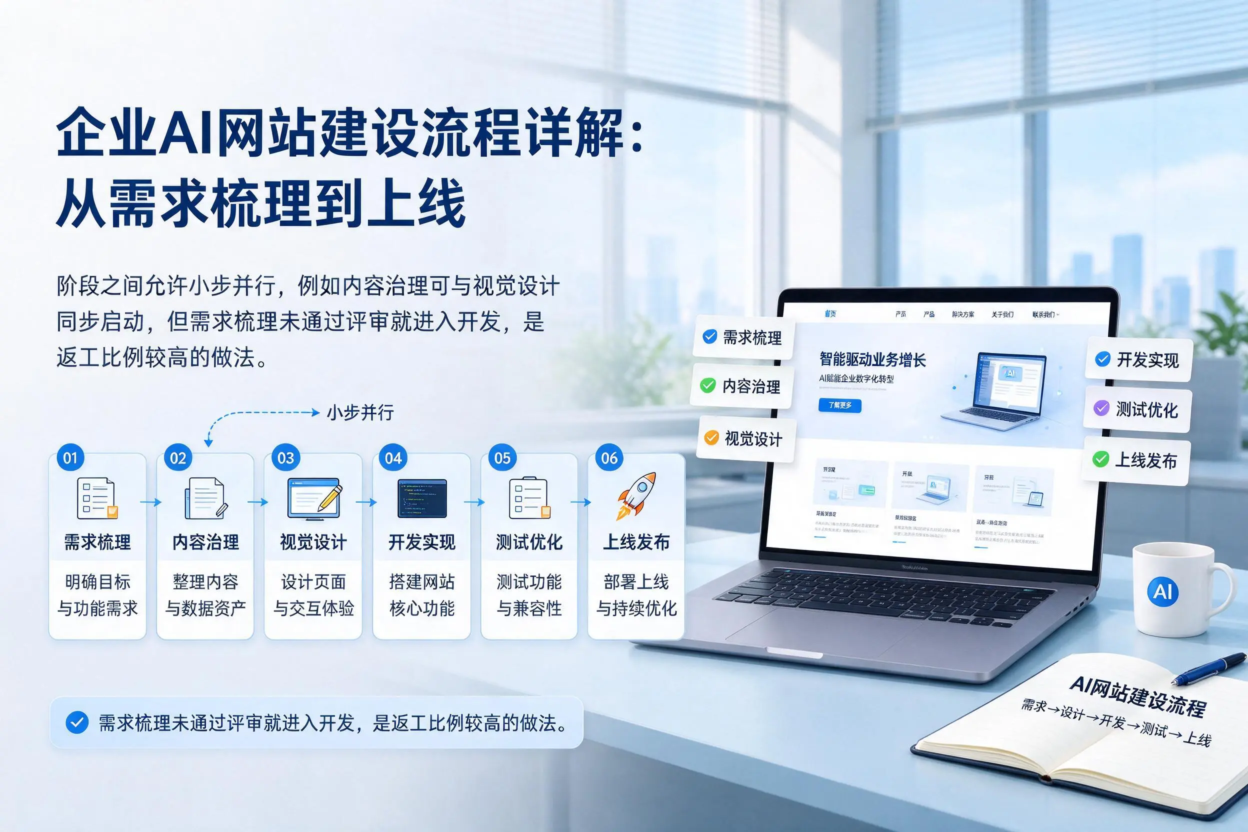 天津企业AI网站建设流程详解：从需求梳理到上线